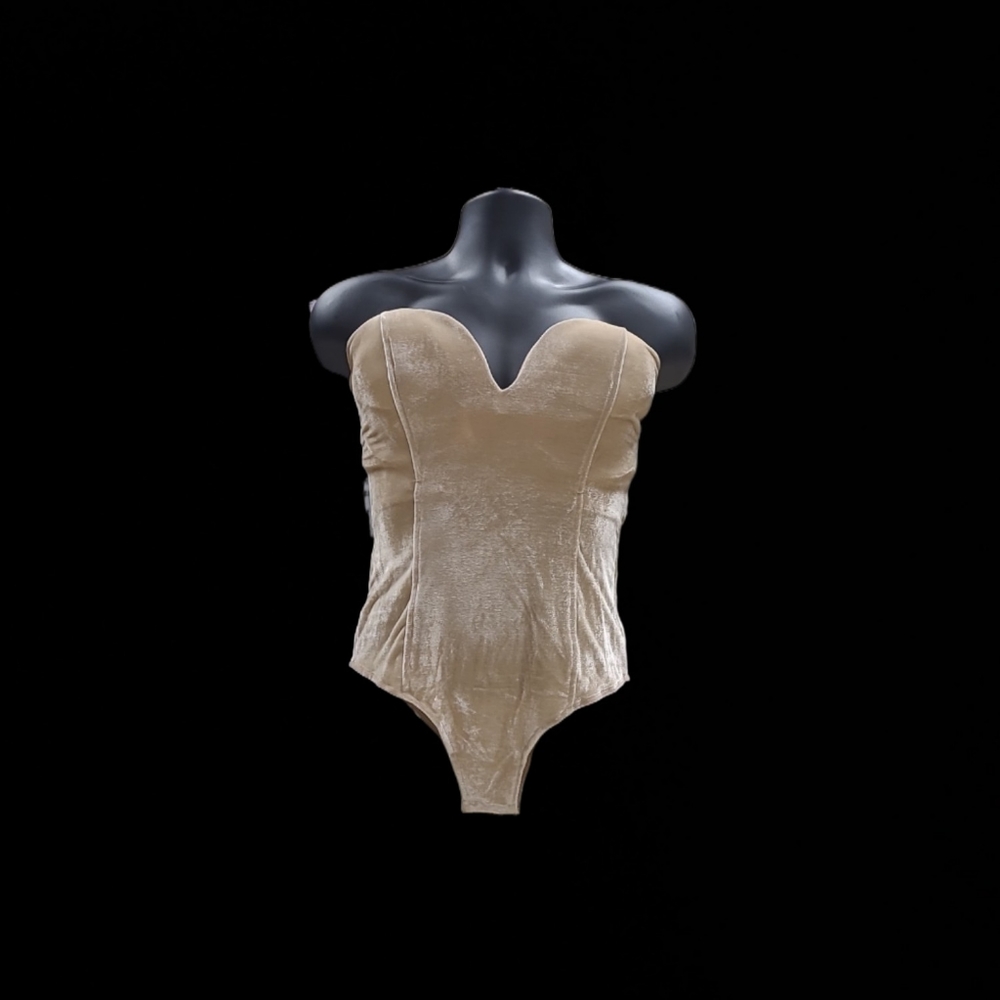 Sexy Tan Velvet Body Suit